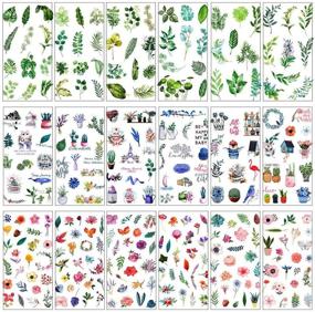 img 4 attached to 🎨 Creative Scrapbooking Washi Stickers - 18 Sheets (300PCS) - Self Adhesive Flowers, Plants, Animals, and Aesthetic Designs for Scrapbooking, Bujo, Envelope Seals, Diary, DIY Cards, and Calendars