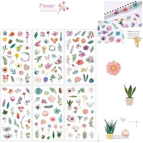 img 1 attached to 🎨 Creative Scrapbooking Washi Stickers - 18 Sheets (300PCS) - Self Adhesive Flowers, Plants, Animals, and Aesthetic Designs for Scrapbooking, Bujo, Envelope Seals, Diary, DIY Cards, and Calendars