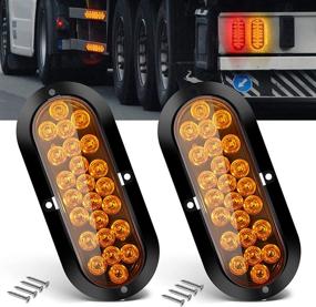 img 4 attached to 🚦 eTzone 6 Inch Oval 24 LED 12V Rear Turn Signals Trailer Lights - Waterproof Amber Front Side Marker Lights for Boat Trailer Truck RV