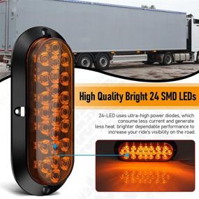 img 3 attached to 🚦 eTzone 6 Inch Oval 24 LED 12V Rear Turn Signals Trailer Lights - Waterproof Amber Front Side Marker Lights for Boat Trailer Truck RV