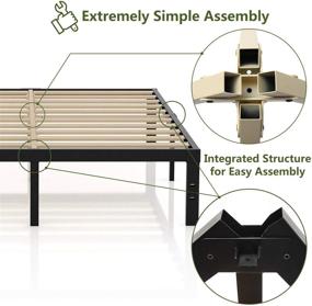 img 2 attached to 🛏️ Heavy Duty Platform Bed Frame - 3500lbs Support, 14 Inch Steel & Wooden Slat Reinforced Mattress Foundation, No Box Spring Needed, Easy Assembly, Noise Free - Full/Queen/King/California King