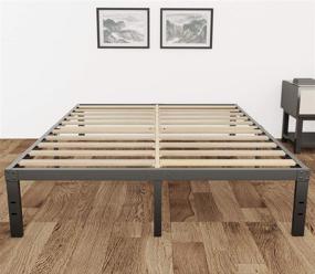 img 4 attached to 🛏️ Heavy Duty Platform Bed Frame - 3500lbs Support, 14 Inch Steel & Wooden Slat Reinforced Mattress Foundation, No Box Spring Needed, Easy Assembly, Noise Free - Full/Queen/King/California King