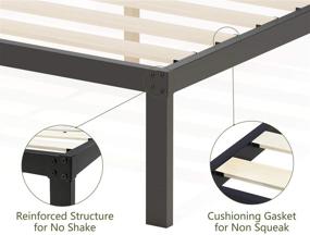 img 1 attached to 🛏️ Heavy Duty Platform Bed Frame - 3500lbs Support, 14 Inch Steel & Wooden Slat Reinforced Mattress Foundation, No Box Spring Needed, Easy Assembly, Noise Free - Full/Queen/King/California King