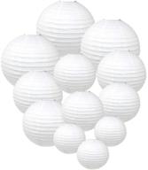 just artifacts decorative round chinese paper lanterns 12pcs assorted sizes, white color логотип