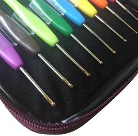 img 3 attached to 🧶 ZXUY Crochet Hook Set - 16pc Aluminum Hooks with Vibrant Plastic Handles, Knitting Needles, Weave Yarn Case - Ideal Gifts for Her