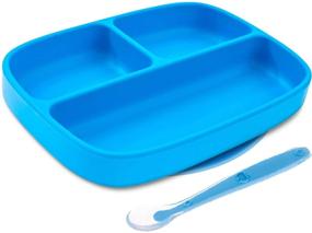 img 4 attached to 🍽️ Silicone Suction Plate with Spoon for Toddlers – Microwave, Dishwasher, and Oven Safe – Stay Put Divided Baby Feeding Bowls and Dishes for Kids and Infants