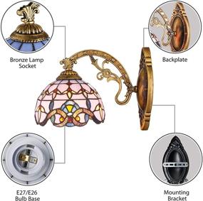 img 2 attached to 🏮 Vintage Tiffany Style Wall Sconce: KWOKING Lighting Fixture without Pull Chain Switch for Corridor, Hallway, Livingroom, Bedroom - Style A