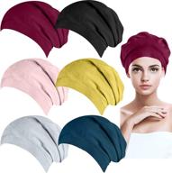 👩 bqtq 6-piece satin lined slouchy beanie hats - elastic cotton night cap bonnet with double layers for women logo