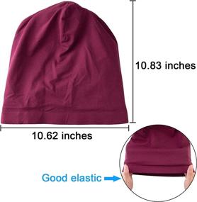 img 3 attached to 👩 BQTQ 6-Piece Satin Lined Slouchy Beanie Hats - Elastic Cotton Night Cap Bonnet with Double Layers for Women