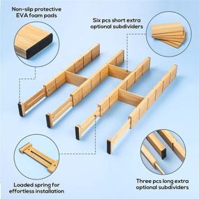 img 2 attached to Bamboo Drawer Dividers: Adjustable Kitchen Organizer for Cutlery with 9 Inserts - Ideal for Home, Office, Dressers, and Bathroom (17-22 in)