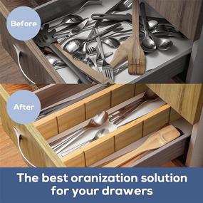 img 3 attached to Bamboo Drawer Dividers: Adjustable Kitchen Organizer for Cutlery with 9 Inserts - Ideal for Home, Office, Dressers, and Bathroom (17-22 in)