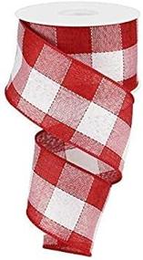 img 1 attached to 10 Yards of Red and White Woven Check Wired Edge Ribbon - 2.5&#34;