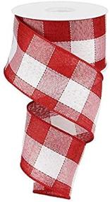 img 2 attached to 10 Yards of Red and White Woven Check Wired Edge Ribbon - 2.5&#34;