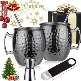 img 1 attached to 🍸 Stylish Moscow Mule Mugs Set made of Stainless Steel