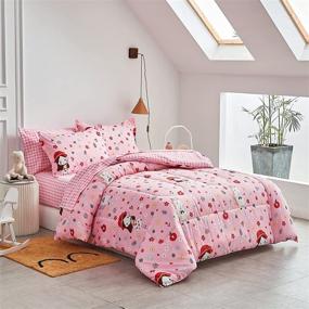 img 4 attached to 🛏️ Uozzi Bedding Queen Size All Season Smiling Girl Bed in a Bag - Soft Microfiber Reversible Comforter Set (1 Comforter 2 Pillow Shams 1 Flat Sheet 1 Fitted Sheet 2 Pillowcases)