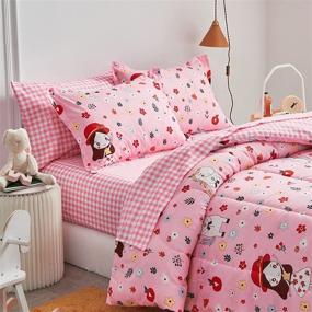 img 3 attached to 🛏️ Uozzi Bedding Queen Size All Season Smiling Girl Bed in a Bag - Soft Microfiber Reversible Comforter Set (1 Comforter 2 Pillow Shams 1 Flat Sheet 1 Fitted Sheet 2 Pillowcases)