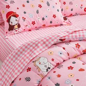 img 2 attached to 🛏️ Uozzi Bedding Queen Size All Season Smiling Girl Bed in a Bag - Soft Microfiber Reversible Comforter Set (1 Comforter 2 Pillow Shams 1 Flat Sheet 1 Fitted Sheet 2 Pillowcases)