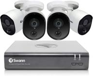 🏠 swann home security camera system, 4-channel surveillance with 4 bullet cameras, 1080p hd dvr, wired connectivity, 1tb hdd, weatherproof, color night vision, heat & motion sensing, alexa and google compatible - swdvk-445804v logo