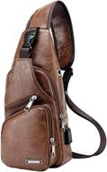 🔋 charging leather crossbody travel backpack with shoulder strap логотип