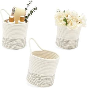 img 4 attached to Organize in Style: Farmlyn Creek Cotton Woven Baskets & Hanging Organizers (7 x 7.5 in, 3 Pack)