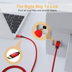 img 2 attached to 🔌 Серебряный USB C кабель высокой скорости для принтера - идеально подходит для DIMI, Google Chromebook Pixel, MacBook Pro, принтеров HP Canon, iPad Pro и других устройств/ноутбуков с Type-C - 5 футов, красный.