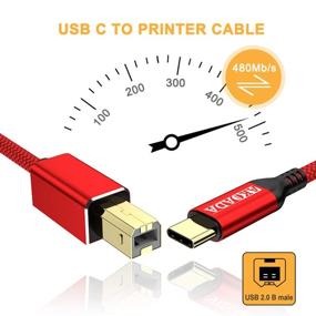 img 3 attached to 🔌 Серебряный USB C кабель высокой скорости для принтера - идеально подходит для DIMI, Google Chromebook Pixel, MacBook Pro, принтеров HP Canon, iPad Pro и других устройств/ноутбуков с Type-C - 5 футов, красный.