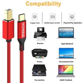 img 1 attached to 🔌 Серебряный USB C кабель высокой скорости для принтера - идеально подходит для DIMI, Google Chromebook Pixel, MacBook Pro, принтеров HP Canon, iPad Pro и других устройств/ноутбуков с Type-C - 5 футов, красный.