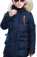 🧥 warm quilted puffer parka jacket with detachable fur hood for big boys by farvalue: water resistant coat for winter logo