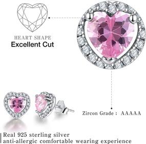 img 2 attached to Exquisite 18K Gold Plating 925 Sterling Silver Birthstone Heart Stud Earrings—Hypoallergenic, Cubic Zirconia Accents! Perfect Birthday Gifts for Women, Girls, Mom, Wife, Girlfriend!