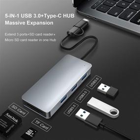 img 3 attached to Yeemie 5-in-1 USB C Hub with USB 3.0 Hub, 3 USB 3.0 Ports, TF and SD Card Reader, OTG Function - Compatible with Mac OS, Windows, Linux, Vista, and More