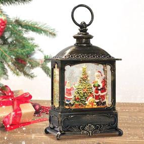 img 4 attached to 🎄 Retro Style Lighted Christmas Snow Globe Lantern: Musical Decoration with Swirling Glitter, Timer & USB Power – Perfect Gift for Home Décor