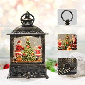 img 2 attached to 🎄 Retro Style Lighted Christmas Snow Globe Lantern: Musical Decoration with Swirling Glitter, Timer & USB Power – Perfect Gift for Home Décor