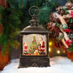 img 3 attached to 🎄 Retro Style Lighted Christmas Snow Globe Lantern: Musical Decoration with Swirling Glitter, Timer & USB Power – Perfect Gift for Home Décor