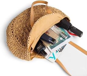 img 3 attached to 👜 Ручная женская сумка-мешок из ручной плетенки B Khaki Natural - Сумки и кошельки