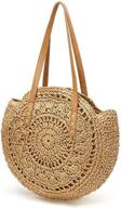 👜 women's b khaki natural shoulder handwoven handbag - handbags and wallets logo