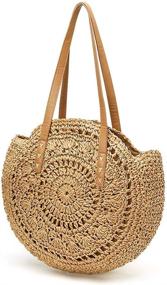 img 4 attached to 👜 Ручная женская сумка-мешок из ручной плетенки B Khaki Natural - Сумки и кошельки