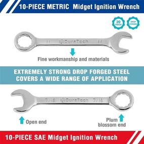 img 3 attached to Набор гаечных ключей DURATECH Midget - 20 штук метрических и SAE ключей с рулонной сумкой - Легкие, размеры от 4 до 11 мм и от 5/32 до 7/16 дюйма.