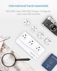 img 1 attached to BESTEK Universal Travel Adapter - Worldwide Plug Adapter 220V to 110V Voltage Converter with 6A 4-Port USB Charging and UK/in/AU/US International Outlet Adapter (White)