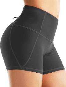 img 3 attached to 🩳 Rocorose Women's High Waist Yoga Shorts with Tummy Control, Pockets, and 4-Way Stretch for Workout and Running