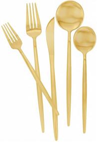 img 3 attached to 🍽️ Premium Matte Gold Silverware Set: 30-Piece Stainless Steel Flatware Set for 6: Satin Finish, Dishwasher Safe