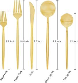 img 2 attached to 🍽️ Premium Matte Gold Silverware Set: 30-Piece Stainless Steel Flatware Set for 6: Satin Finish, Dishwasher Safe