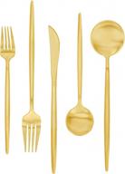 🍽️ premium matte gold silverware set: 30-piece stainless steel flatware set for 6: satin finish, dishwasher safe logo