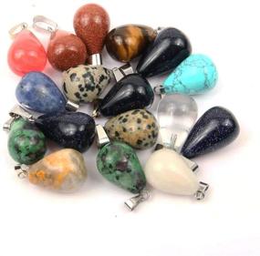 img 3 attached to 💎 20 Pcs Natural Stone Water Drop Pendants: Colorful Crystal Agates Charms for Jewelry Making