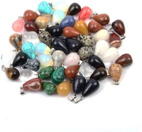 img 4 attached to 💎 20 Pcs Natural Stone Water Drop Pendants: Colorful Crystal Agates Charms for Jewelry Making