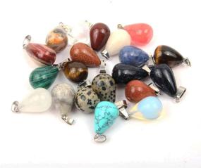 img 2 attached to 💎 20 Pcs Natural Stone Water Drop Pendants: Colorful Crystal Agates Charms for Jewelry Making