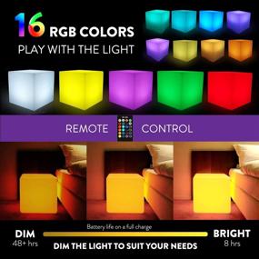 img 2 attached to 🪑 Enhance Any Occasion with Mr.Go 16-inch Rechargeable LED Light Cube Stool: Waterproof, Remote Control, RGB Color Changing for Home, Patio, Pool Party, and more!