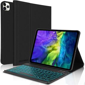 img 4 attached to 📱 iPad Pro 11 Inch Keyboard Case: Slim Folio Smart Case with 7 Colors Backlit Wireless Bluetooth Keyboard, Supports iPad Pencil Charging - Black