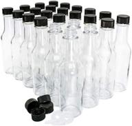 🌶 24-pack 5 oz. clear glass woozy hot sauce bottles with black cap and orifice reducer: premium quality logo