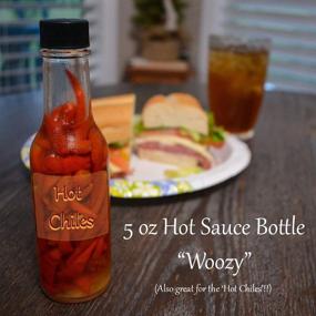 img 1 attached to 🌶 24-Pack 5 oz. Clear Glass Woozy Hot Sauce Bottles with Black Cap and Orifice Reducer: Premium Quality