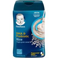🍚 gerber dha & probiotic single-grain rice baby cereal: nutrient-rich & convenient 8 oz pack (6 pack) logo